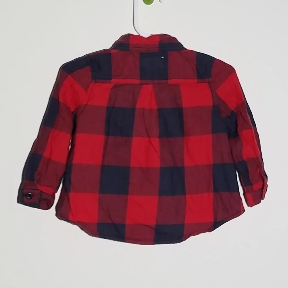 Old Navy Buffalo Plaid Button Down Polo 12-18m
